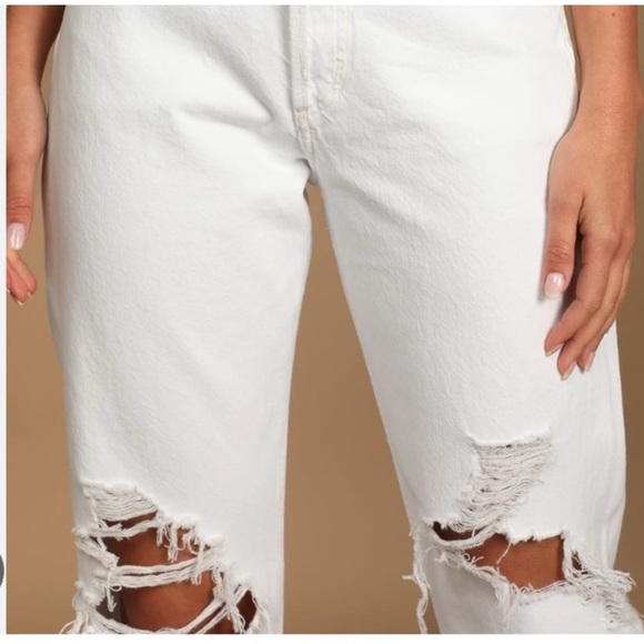 NWT AGOLDE ‘90s Straight Leg Mid Rise Loose Ripped Jean – White SZ 30 - Picture 3 of 10